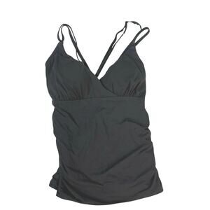 Calia by Carrie Underwood Black Tankini Swim Top Strappy Back Built In Bra M